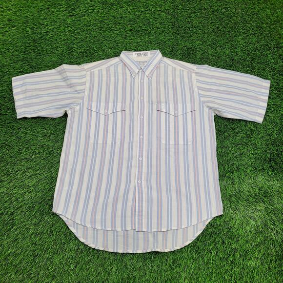 Vintage LEVIS Baggy Button Shirt Medium 23x31 Poplin - Picture 1 of 15